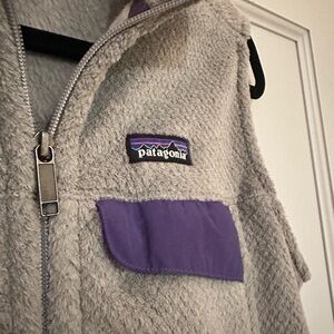 Patagonia Re-Tool Fleece Vest with Purple Trim